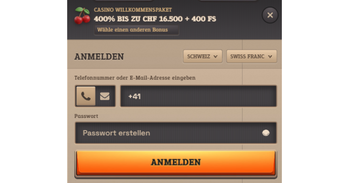 SpinBoss Registrierung